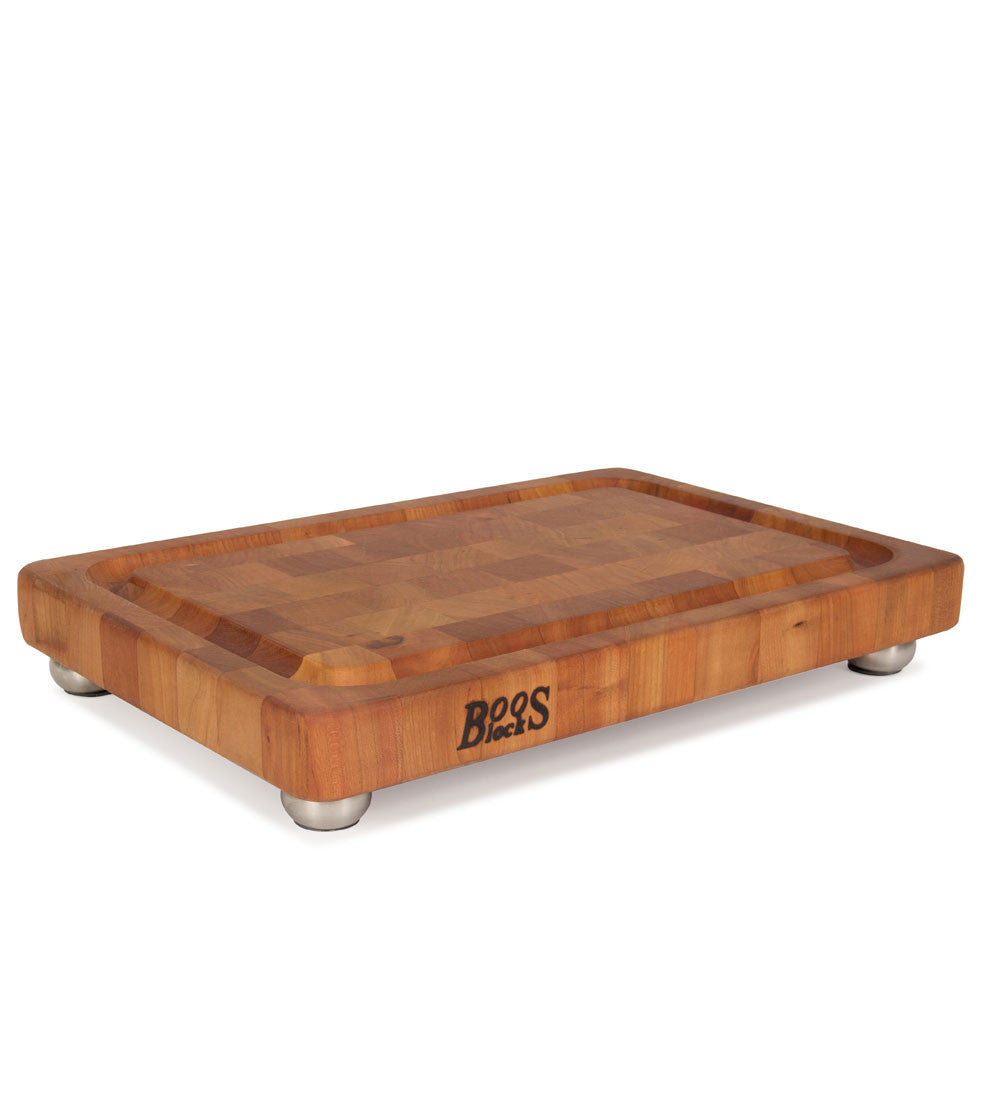 John Boos 1 3/4" Thick Grooved Cherry Board With SS Feet
