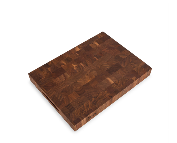 John Boos 20" x 15" x 2 1/4" Thick Walnut Chopping Block - Reversible with Hand Grips - WAL-CCB2015-225
