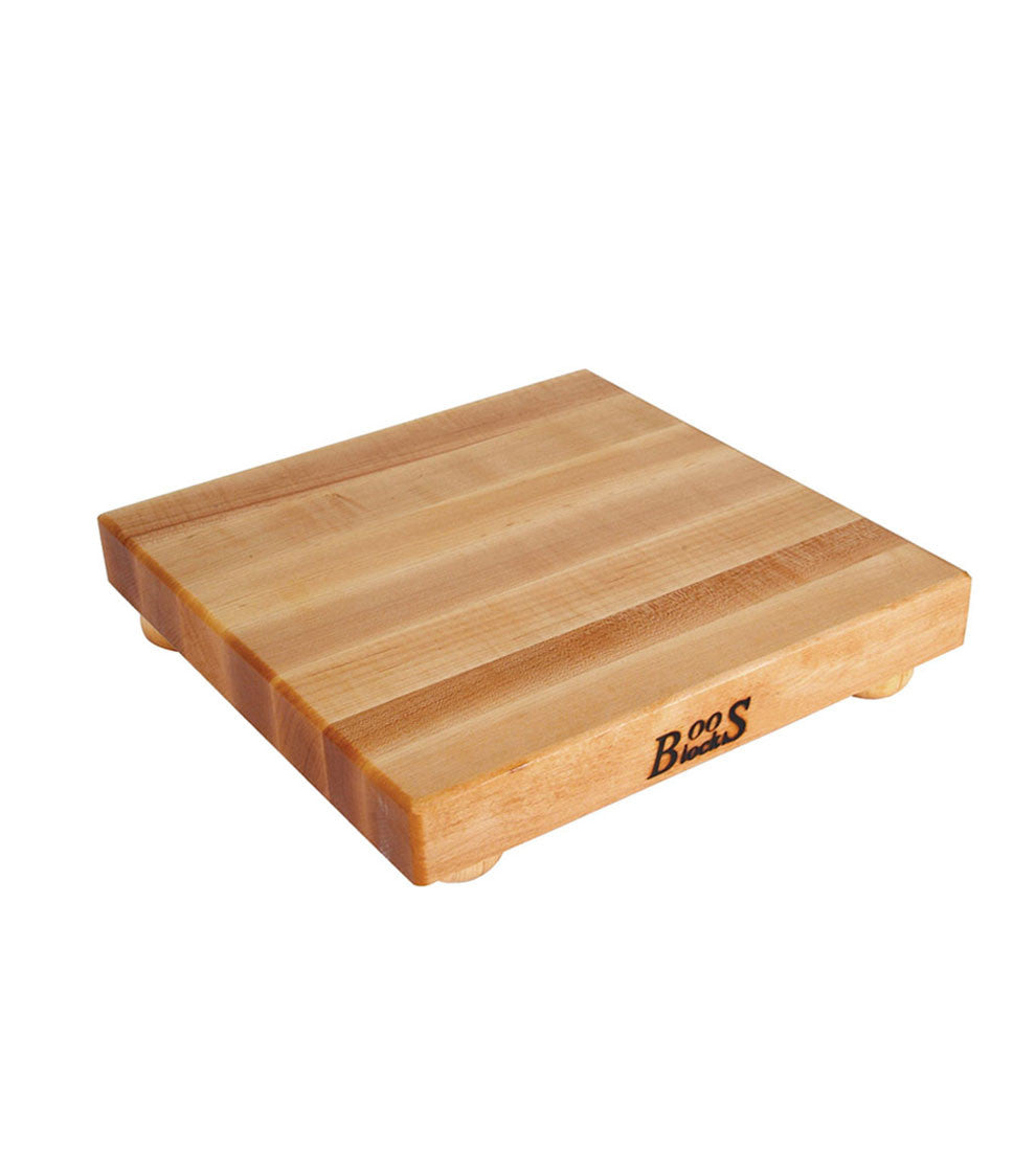 John Boos 9" x 9" x 1 1/2" Thick Square Maple Cutting Board With Feet B9S