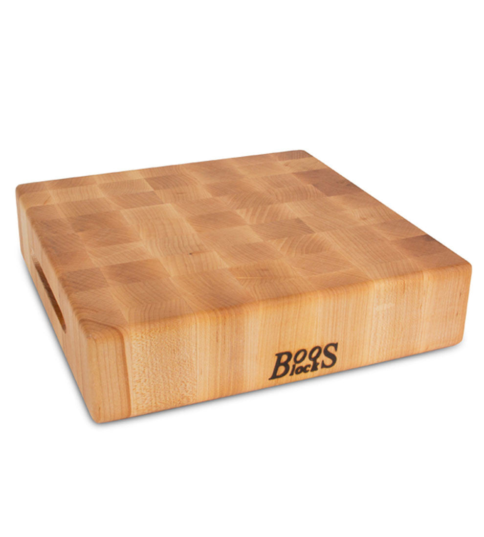 John Boos 12" x 12" x 3" Thick Maple Chopping Block - Reversible with Hand Grips