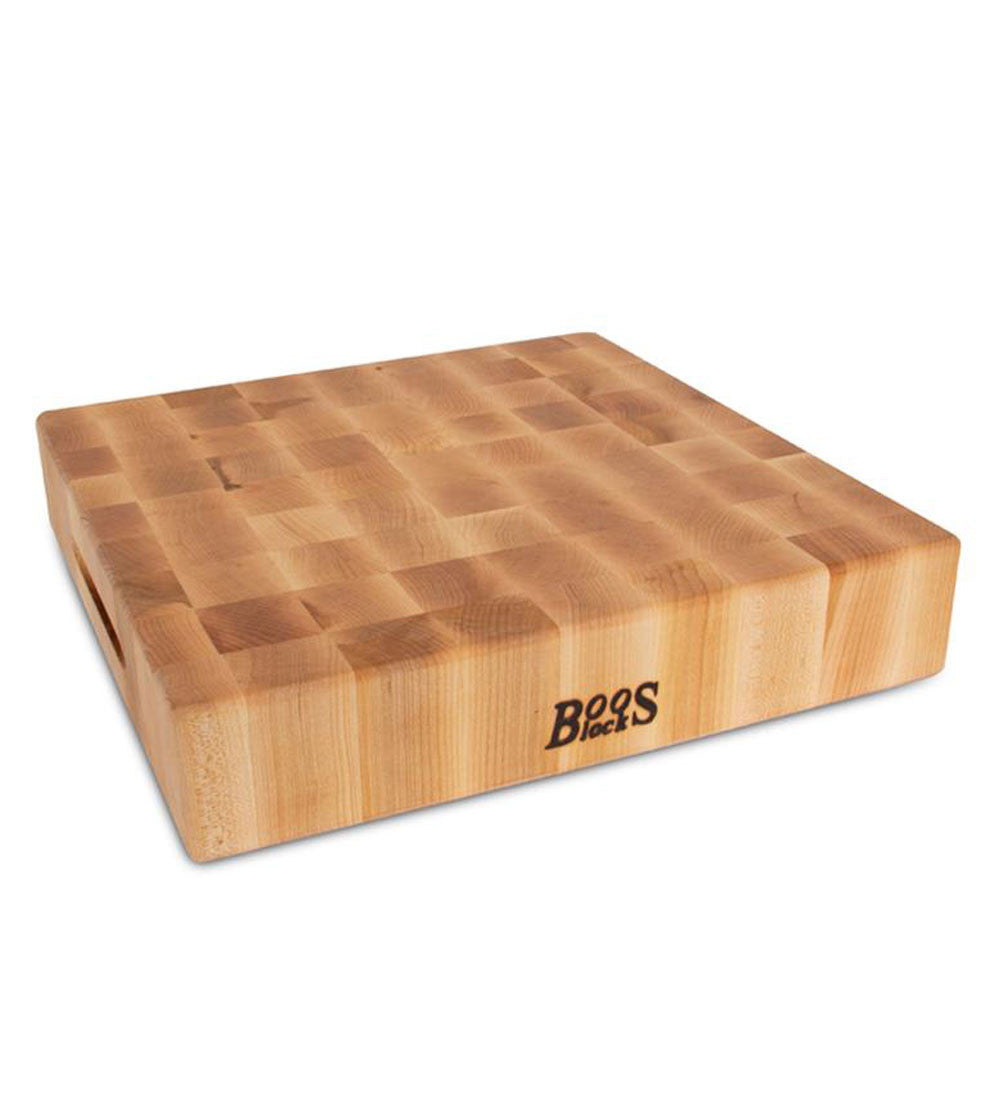 John Boos 15" x 15" x 3" Thick Maple Chopping Block - Reversible with Hand Grips