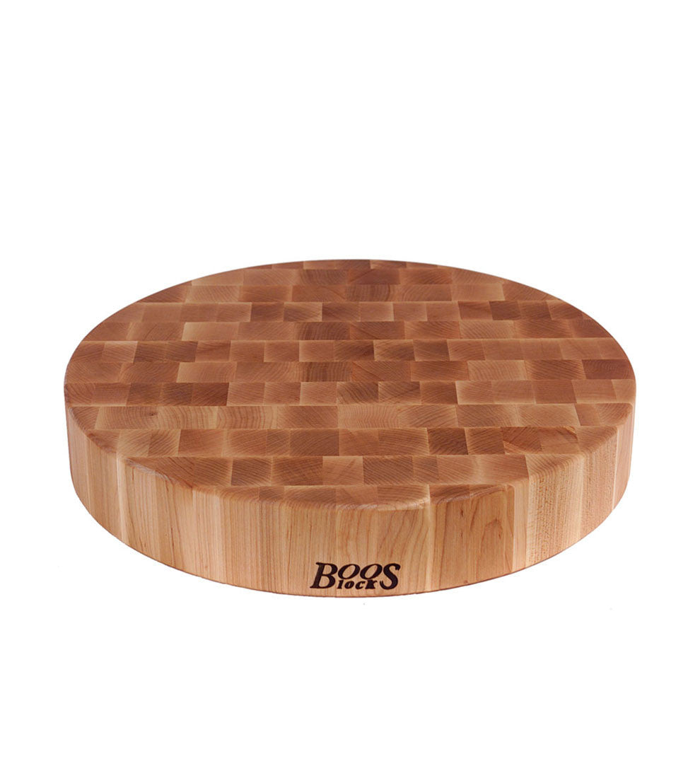John Boos 18" Diameter 3" Thick Round Maple Chopping Block - Non-Reversible