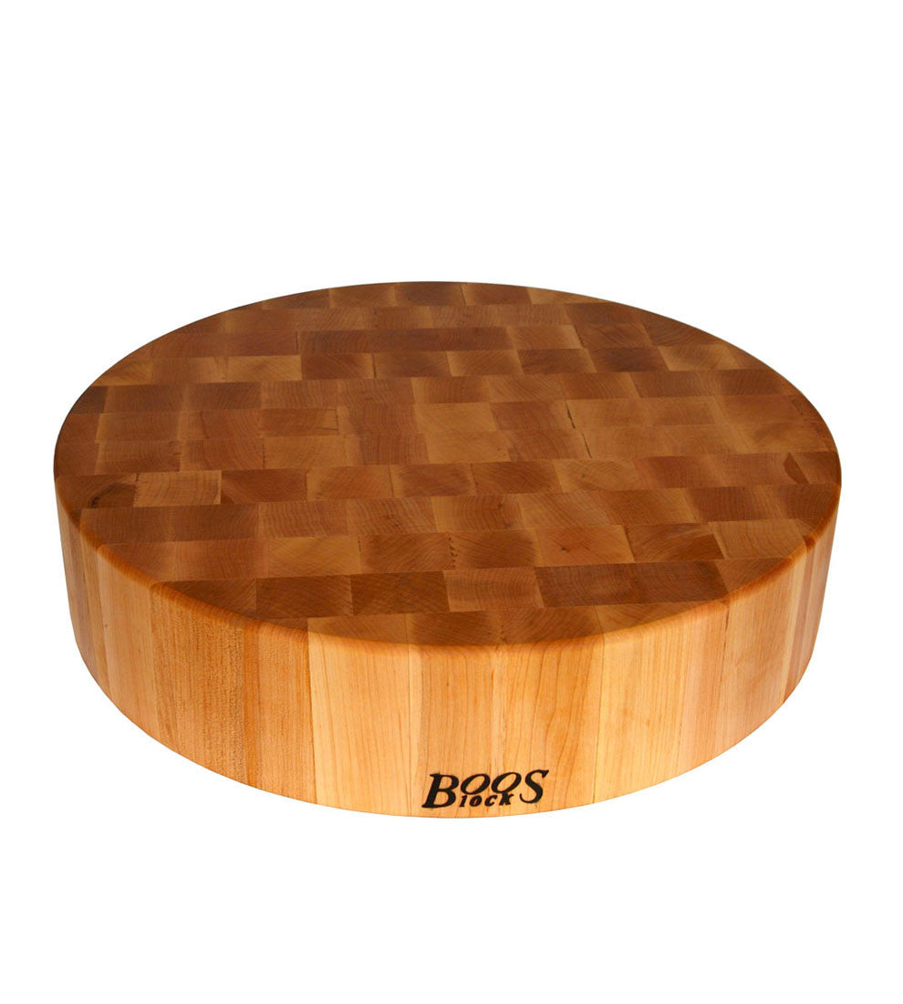 John Boos 24" Dia. x 4" Thick Round Maple Chopping Block - Non-Reversible