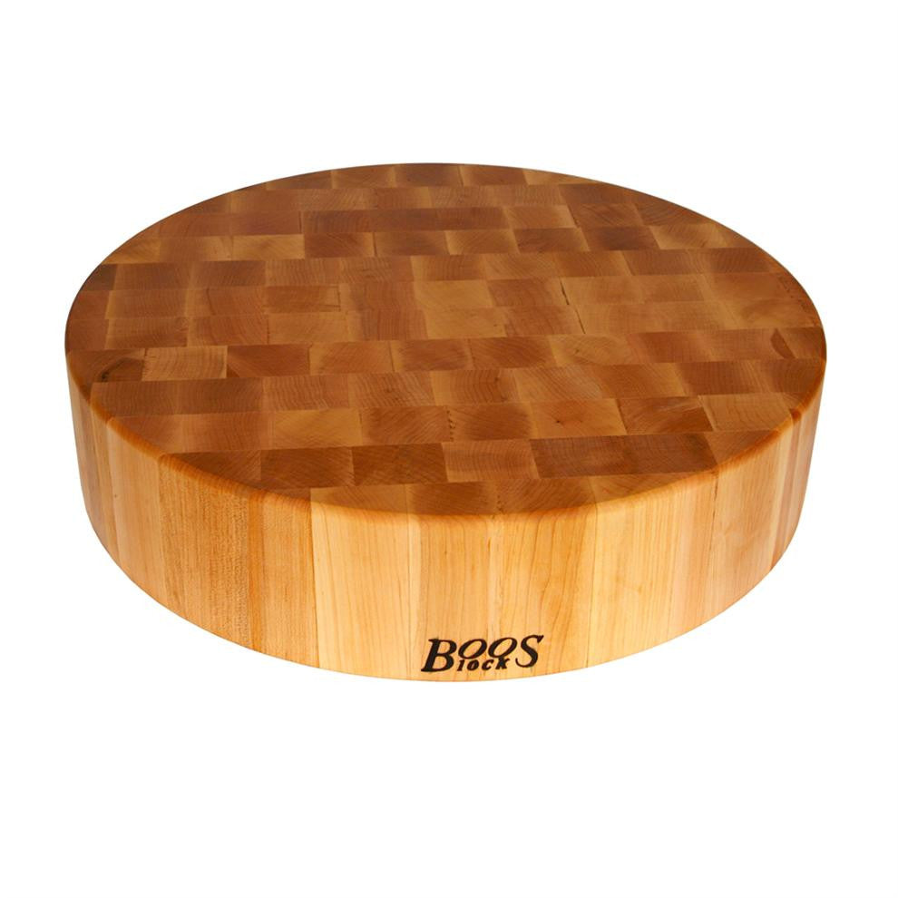 John Boos 18" Dia. x 4" Thick Round Maple Chopping Block - Non-Reversible