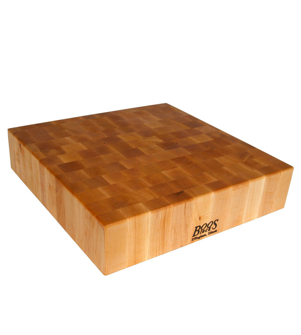John Boos 18" x 18" x 3" Thick Maple Chopping Block - Reversible with Hand Grips