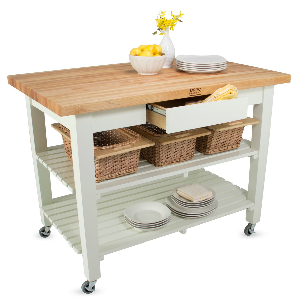 John Boos Classic Country Work Table - 2 Shelves - 60" X 24"