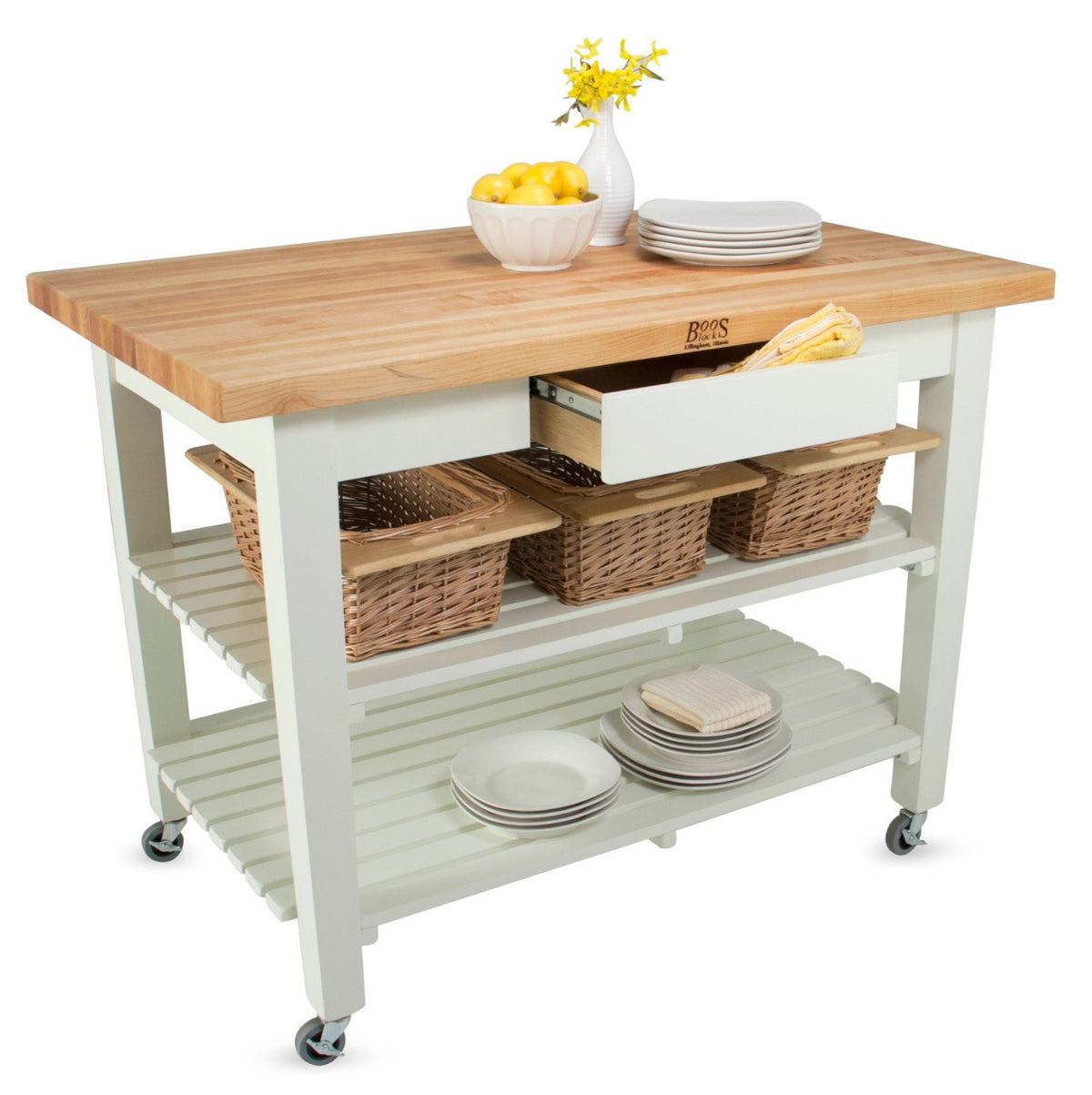 John Boos Classic Country Work Table - 2 Shelves - 36" X 24"