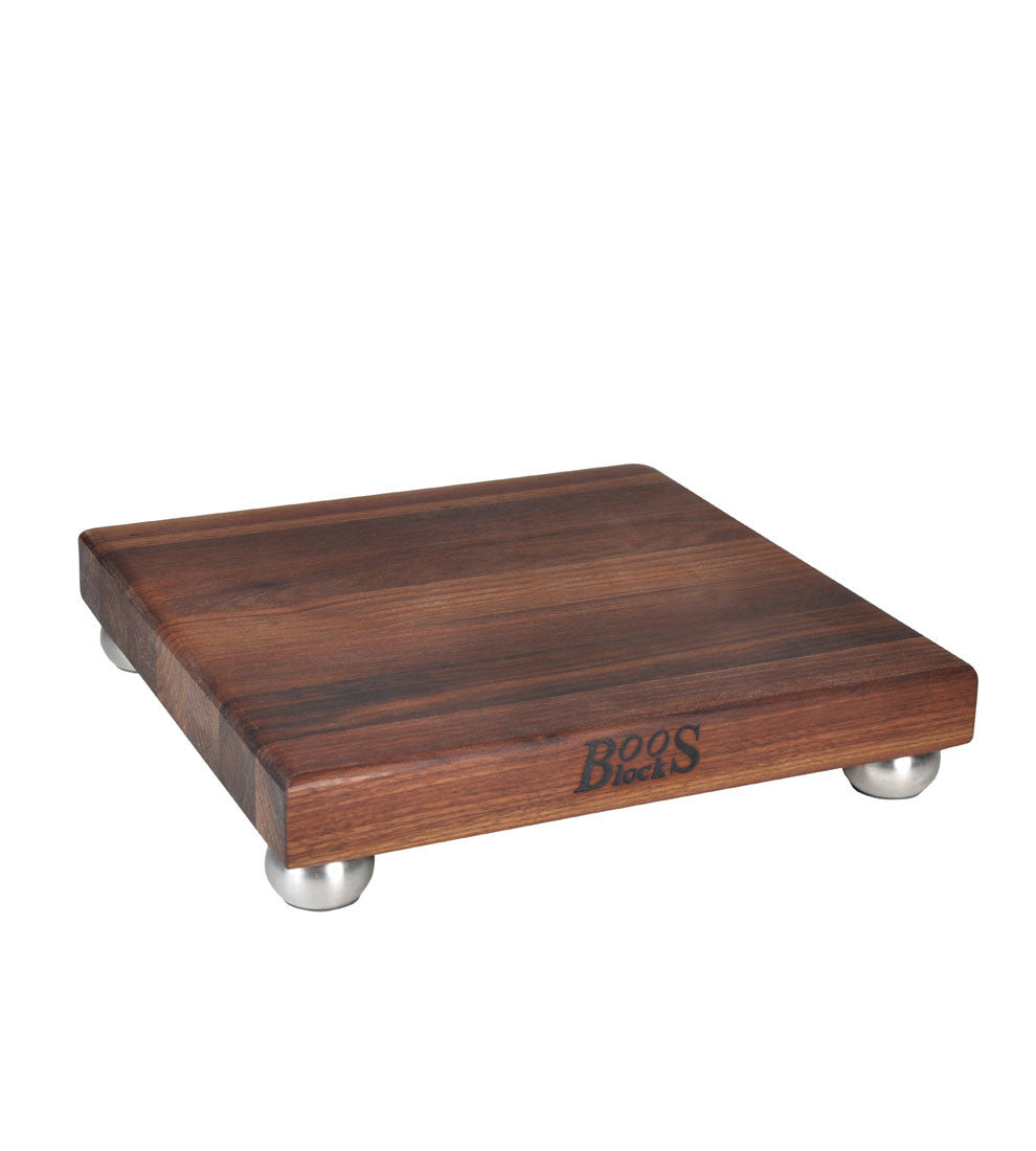 John Boos 1 1/2" Thick Square Walnut Cutting Board With SS Feet