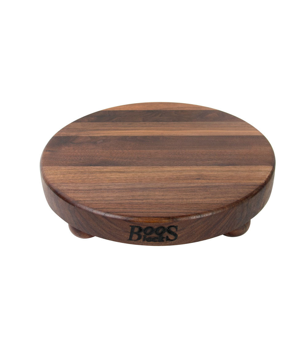 John Boos 1 1/2" Thick Round Walnut Cutting Board With Feet