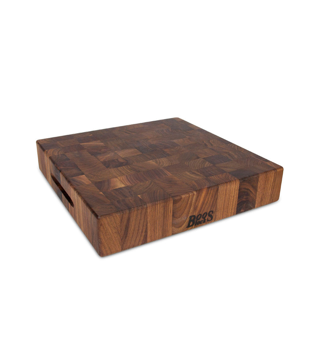 John Boos 18" x 18" x 3" Thick Walnut Chopping Block - Reversible with Hand Grips