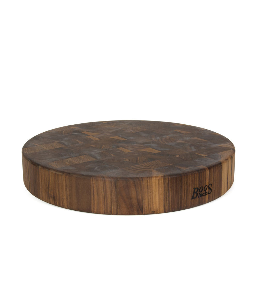 John Boos 18" Diameter 3" Thick Round Walnut Chopping Block - Non-Reversible